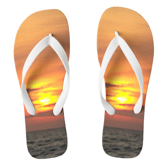 Deep Ocean Sunset Horizon Glow Flip Flops (Footbed)