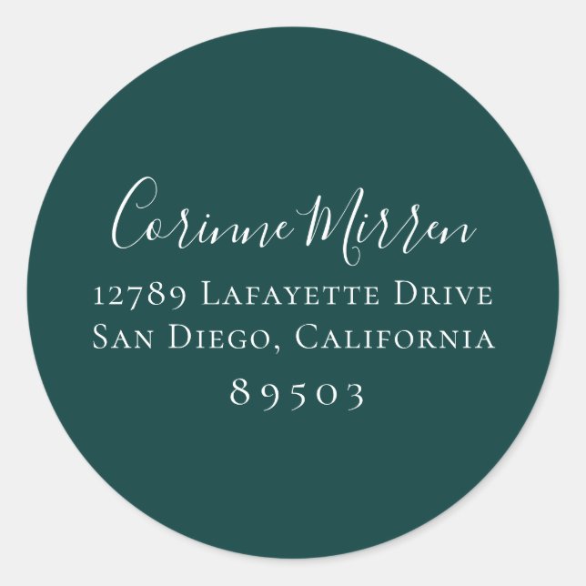 Deep Ocean Teal Return Address Sticker (Front)