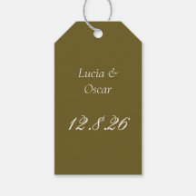 Deep olive wedding guest favor tags