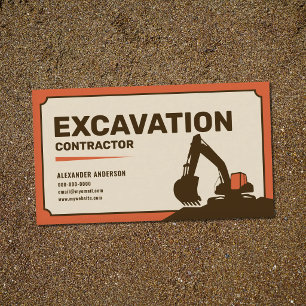 Deep Orange & Brown - Excavation Contractor Business Card