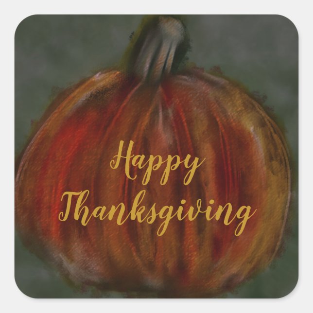 deep orange pumpkin rough sketch square sticker (Front)