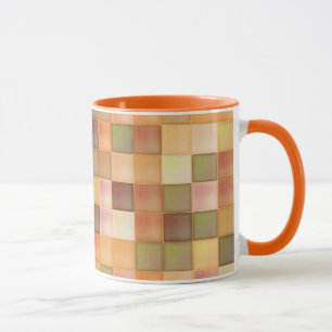 Deep Orange Square Patterened Mug