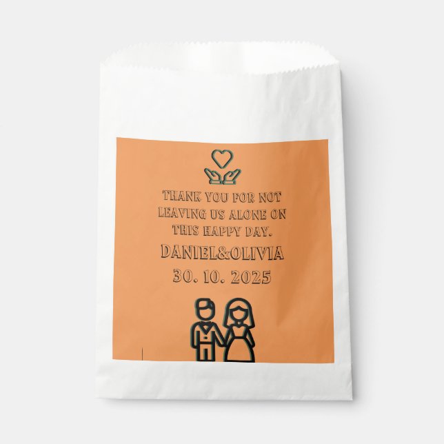Deep Orange Wedding Favour Bags (Front)