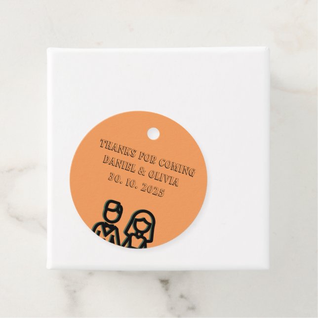 Deep Orange Wedding Favour Tags (In Situ)