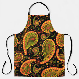 Deep Paisley Gold Orange Brown Beautiful Apron