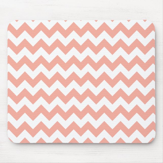 Deep Peach Chevron; zigzag Mouse Mat (Front)
