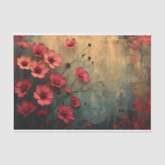 Deep Peach Flowers on an Ombre Background Tissue Paper