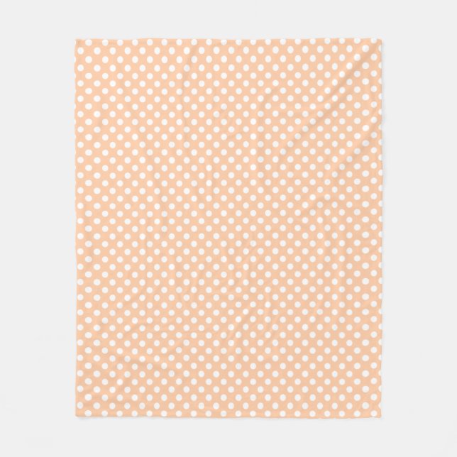 Deep Peach Polkadots Fleece Blanket (Front)