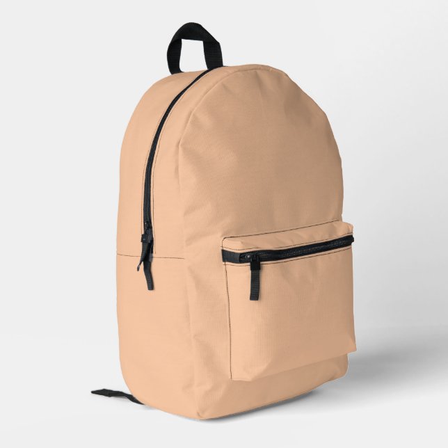 Deep Peach Solid Colour Printed Backpack (Back Corner Left)