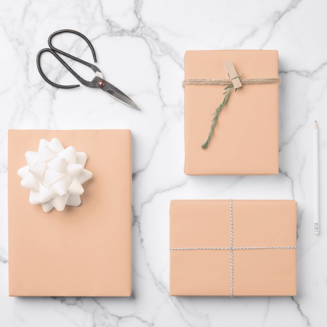 Deep Peach Solid Colour Wrapping Paper Sheet (Front)