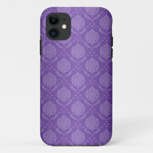 Deep Periwinkle Damask Pattern iPhone 11 Case