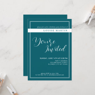 Deep Petrol Custom Birthday Invitation