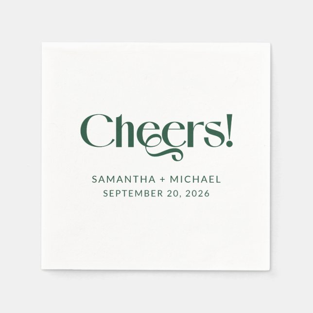 Deep Pine Decorative Serif 2 Wedding Cheers Napkin (Front)