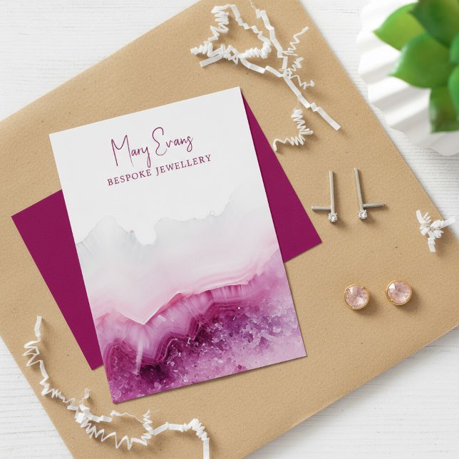 Deep Pink agate earring display card (Deep Pink agate earring display card.)