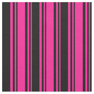 Deep Pink and Black Coloured Pattern of Stripes Fabric