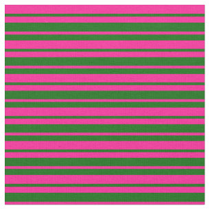 Deep Pink and Dark Green Stripes Pattern Fabric