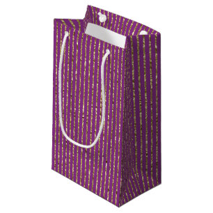 Deep Pink and Gold Stripes Gift Bag