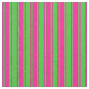 Deep Pink and Lime Green Coloured Lines Pattern Fabric