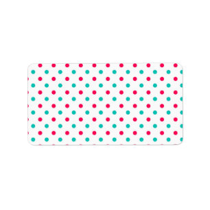 Deep Pink, Aqua, White Polka Dotted Label
