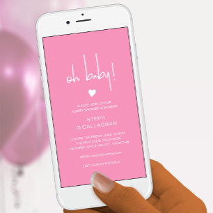 Deep Pink Baby Boy Shower Cellphone eVite Announcement