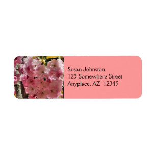 Deep Pink Blossoms Flower Address Label