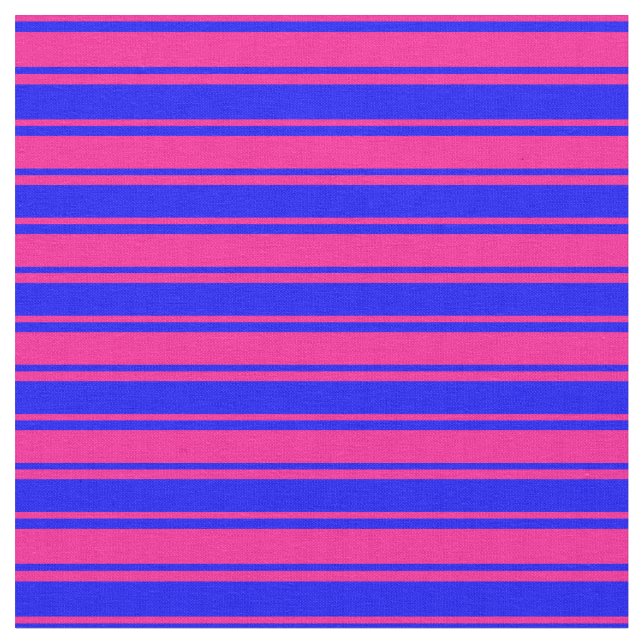 Deep Pink & Blue Coloured Lines Fabric (Close Up)