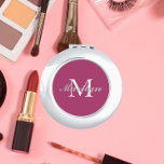 Deep Pink Bridesmaid Initial and Name Compact Mirror<br><div class="desc">A personalised compact mirror for your wedding bridesmaid or maid of honour that has her initial and name on a trendy,  deep pink colour background. Edit to replace initial and name. Select your compact mirror style.</div>