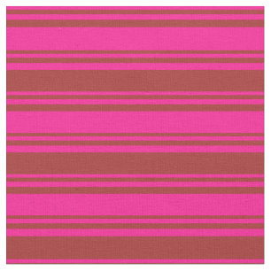 Deep Pink & Brown Coloured Stripes Fabric