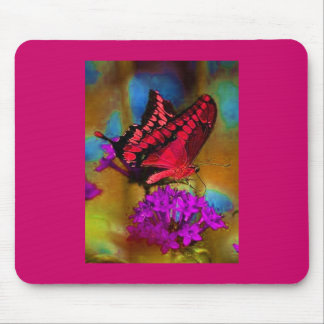 Deep Pink Butterfly Mouse Mat