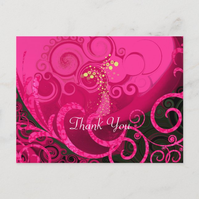 Deep Pink Calla Lily Art Thank You Card (Front)