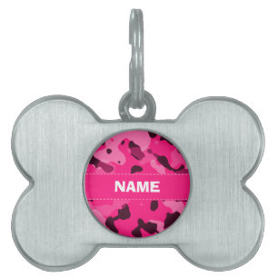 Deep Pink Camo; Camouflage Pet Tag