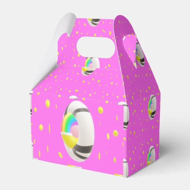 Deep pink cute sweet sunshine patterned pillow favour box (Front Side)