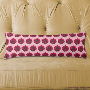 Deep Pink Dahlia Flower Seamless Pattern on Body Cushion