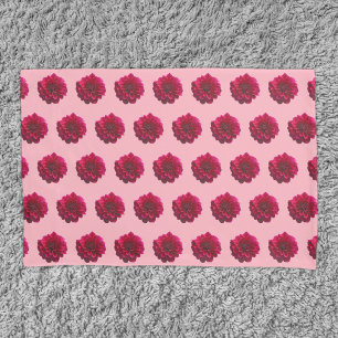 Deep Pink Dahlia Flower Seamless Pattern on Pillowcase