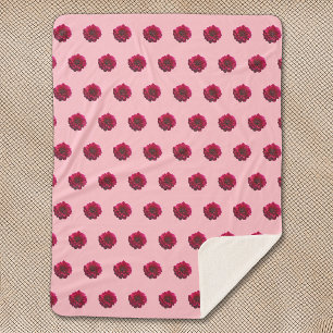 Deep Pink Dahlia Flower Seamless Pattern on Sherpa Blanket