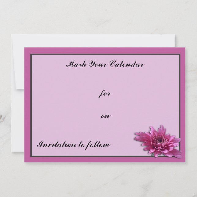 Deep Pink Daisy Save The Date (Front)