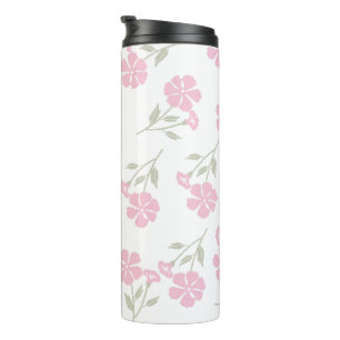 Deep Pink Floral Thermal Tumbler Elegant Design