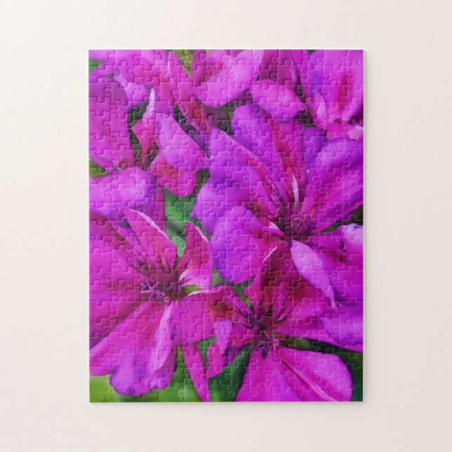 Deep Pink Garden Flowers Art Puzzle (Vertical)