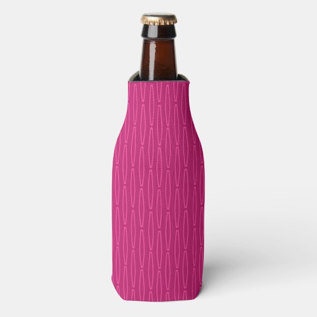 Deep Pink Geometric Repeat  Bottle Cooler (Bottle Front)