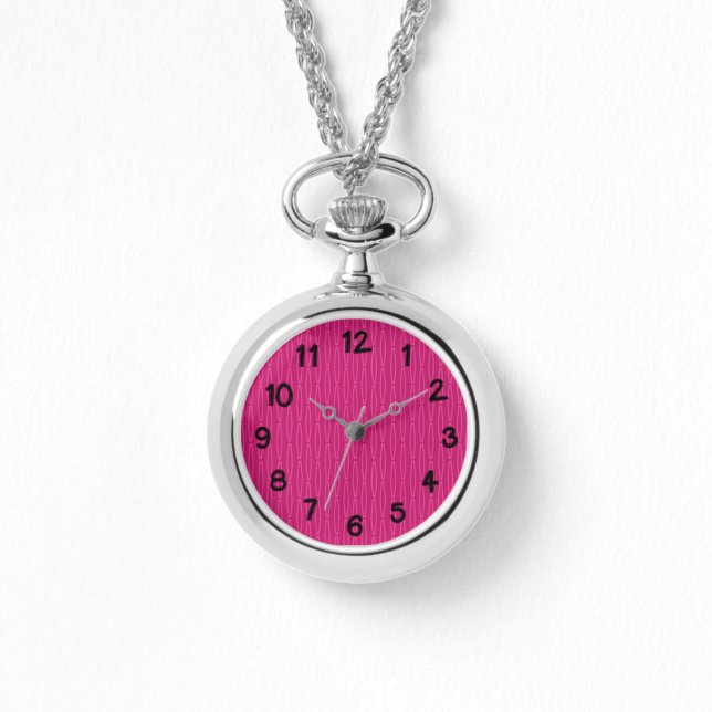 Deep Pink Geometric Repeat  Watch (Front)
