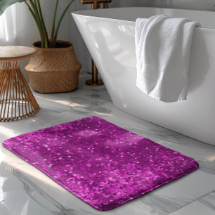 Deep Pink Glam Faux Glitter Pattern Bath Mat