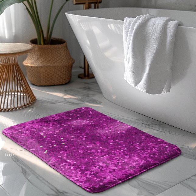 Deep Pink Glam Faux Glitter Pattern Bath Mat (Creator Uploaded)