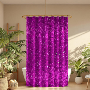 Deep Pink Glam Faux Glitter Pattern Shower Curtain