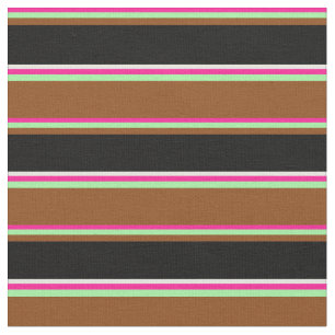 Deep Pink, Green, Brown, Black, and Beige Coloured Fabric