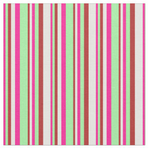 Deep Pink, Green, Red, and White Coloured Pattern Fabric