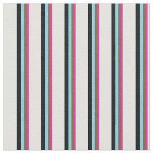 Deep Pink, Green, Sky Blue, Black & Light Cyan Fabric
