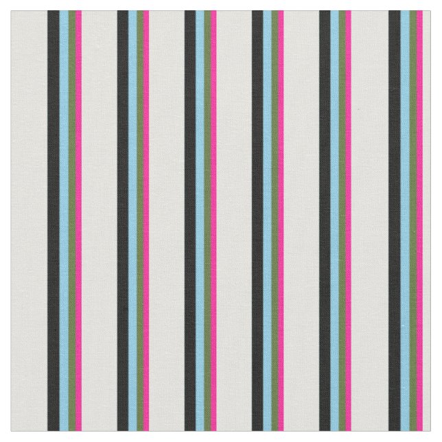 Deep Pink, Green, Sky Blue, Black & Light Cyan Fabric (Close Up)