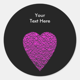 Deep Pink Heart. Patterned Heart Design. Classic Round Sticker