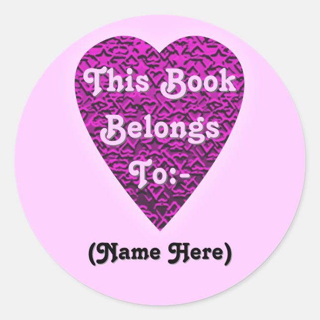 Deep Pink Heart. Patterned Heart Design. Classic Round Sticker (Front)