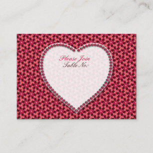 Deep Pink Hearts Wedding Table Seat Cards